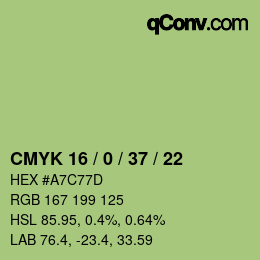 Color code: CMYK 16 / 0 / 37 / 22 | qconv.com