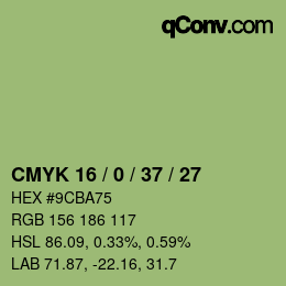 Farbcode: CMYK 16 / 0 / 37 / 27 | qconv.com