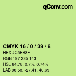 カラーコード: CMYK 16 / 0 / 39 / 8 | qconv.com