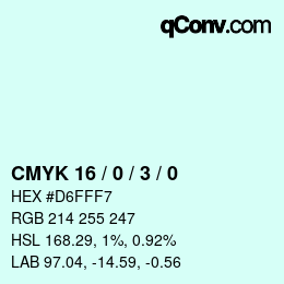 カラーコード: CMYK 16 / 0 / 3 / 0 | qconv.com