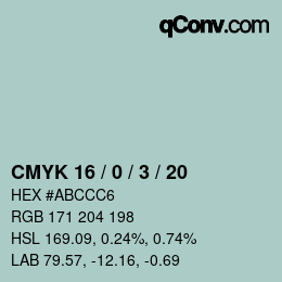 Color code: CMYK 16 / 0 / 3 / 20 | qconv.com