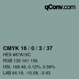 Código de color: CMYK 16 / 0 / 3 / 37 | qconv.com