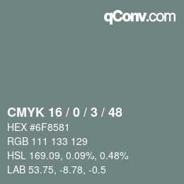 カラーコード: CMYK 16 / 0 / 3 / 48 | qconv.com