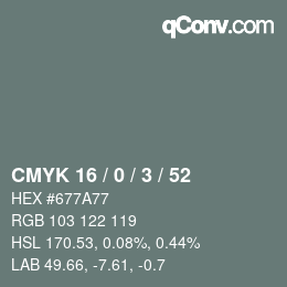 Color code: CMYK 16 / 0 / 3 / 52 | qconv.com