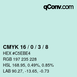 カラーコード: CMYK 16 / 0 / 3 / 8 | qconv.com
