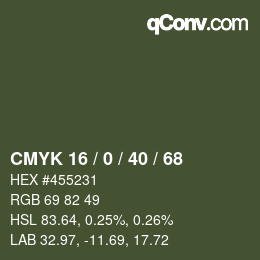 Color code: CMYK 16 / 0 / 40 / 68 | qconv.com