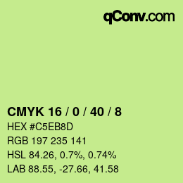 カラーコード: CMYK 16 / 0 / 40 / 8 | qconv.com