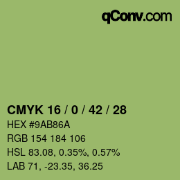 Farbcode: CMYK 16 / 0 / 42 / 28 | qconv.com