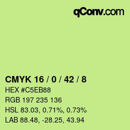 カラーコード: CMYK 16 / 0 / 42 / 8 | qconv.com