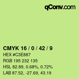 カラーコード: CMYK 16 / 0 / 42 / 9 | qconv.com
