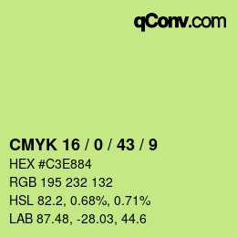 颜色代码: CMYK 16 / 0 / 43 / 9 | qconv.com