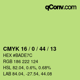 Color code: CMYK 16 / 0 / 44 / 13 | qconv.com