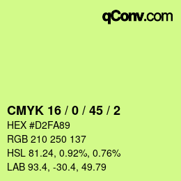 Farbcode: CMYK 16 / 0 / 45 / 2 | qconv.com