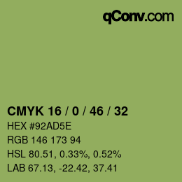 Color code: CMYK 16 / 0 / 46 / 32 | qconv.com