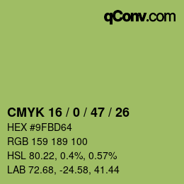 Color code: CMYK 16 / 0 / 47 / 26 | qconv.com