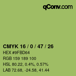 Color code: CMYK 16 / 0 / 47 / 26 | qconv.com