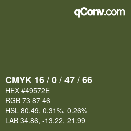 颜色代码: CMYK 16 / 0 / 47 / 66 | qconv.com
