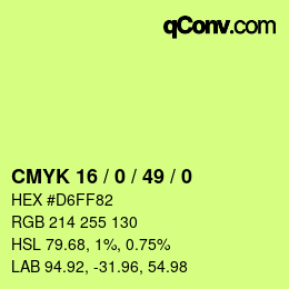 Color code: CMYK 16 / 0 / 49 / 0 | qconv.com