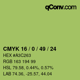 カラーコード: CMYK 16 / 0 / 49 / 24 | qconv.com