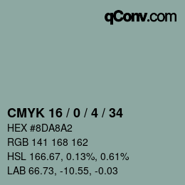 Color code: CMYK 16 / 0 / 4 / 34 | qconv.com