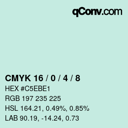 カラーコード: CMYK 16 / 0 / 4 / 8 | qconv.com