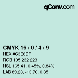 カラーコード: CMYK 16 / 0 / 4 / 9 | qconv.com