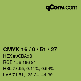 カラーコード: CMYK 16 / 0 / 51 / 27 | qconv.com