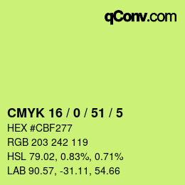 Farbcode: CMYK 16 / 0 / 51 / 5 | qconv.com