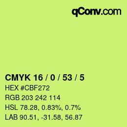 Color code: CMYK 16 / 0 / 53 / 5 | qconv.com