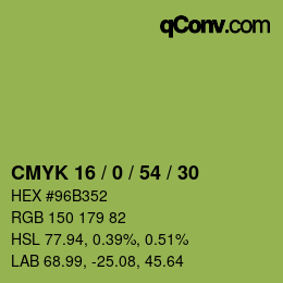 カラーコード: CMYK 16 / 0 / 54 / 30 | qconv.com