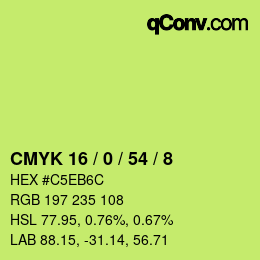 Farbcode: CMYK 16 / 0 / 54 / 8 | qconv.com