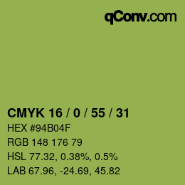 カラーコード: CMYK 16 / 0 / 55 / 31 | qconv.com