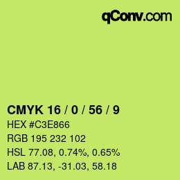 Farbcode: CMYK 16 / 0 / 56 / 9 | qconv.com