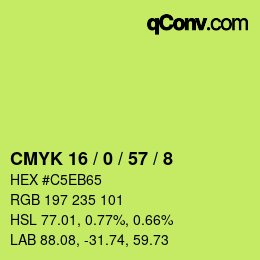 カラーコード: CMYK 16 / 0 / 57 / 8 | qconv.com