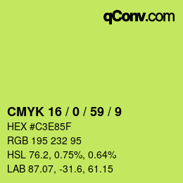 カラーコード: CMYK 16 / 0 / 59 / 9 | qconv.com