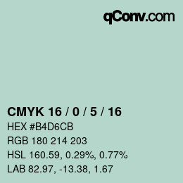 Color code: CMYK 16 / 0 / 5 / 16 | qconv.com