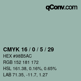 颜色代码: CMYK 16 / 0 / 5 / 29 | qconv.com
