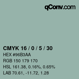 Código de color: CMYK 16 / 0 / 5 / 30 | qconv.com