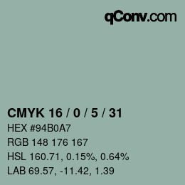 Color code: CMYK 16 / 0 / 5 / 31 | qconv.com