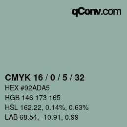 Color code: CMYK 16 / 0 / 5 / 32 | qconv.com