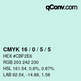 Color code: CMYK 16 / 0 / 5 / 5 | qconv.com