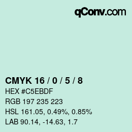 Color code: CMYK 16 / 0 / 5 / 8 | qconv.com