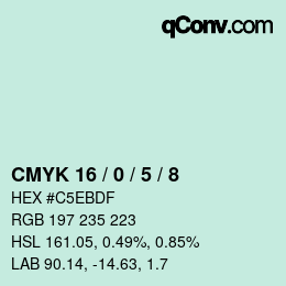 カラーコード: CMYK 16 / 0 / 5 / 8 | qconv.com