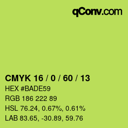 Color code: CMYK 16 / 0 / 60 / 13 | qconv.com