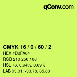 Color code: CMYK 16 / 0 / 60 / 2 | qconv.com