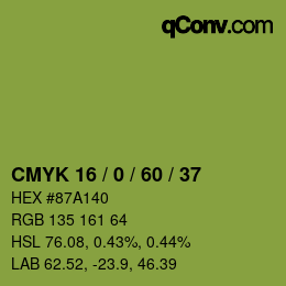 颜色代码: CMYK 16 / 0 / 60 / 37 | qconv.com