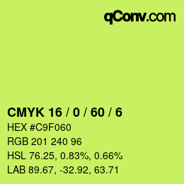 カラーコード: CMYK 16 / 0 / 60 / 6 | qconv.com