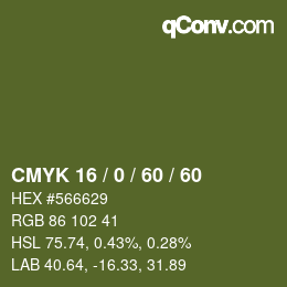 颜色代码: CMYK 16 / 0 / 60 / 60 | qconv.com
