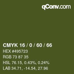 Color code: CMYK 16 / 0 / 60 / 66 | qconv.com