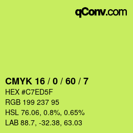 Color code: CMYK 16 / 0 / 60 / 7 | qconv.com